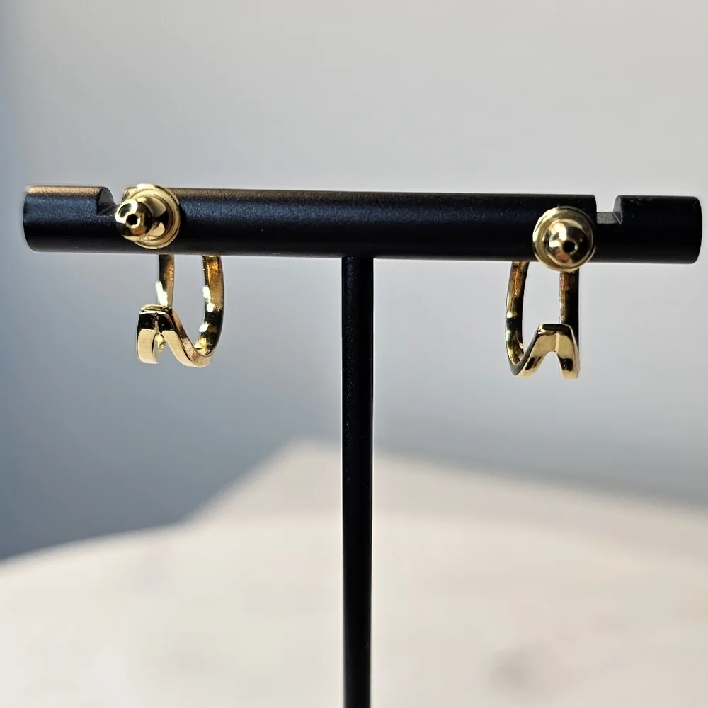 MONET‎ pierced gold-toned double half-hoop earrings
